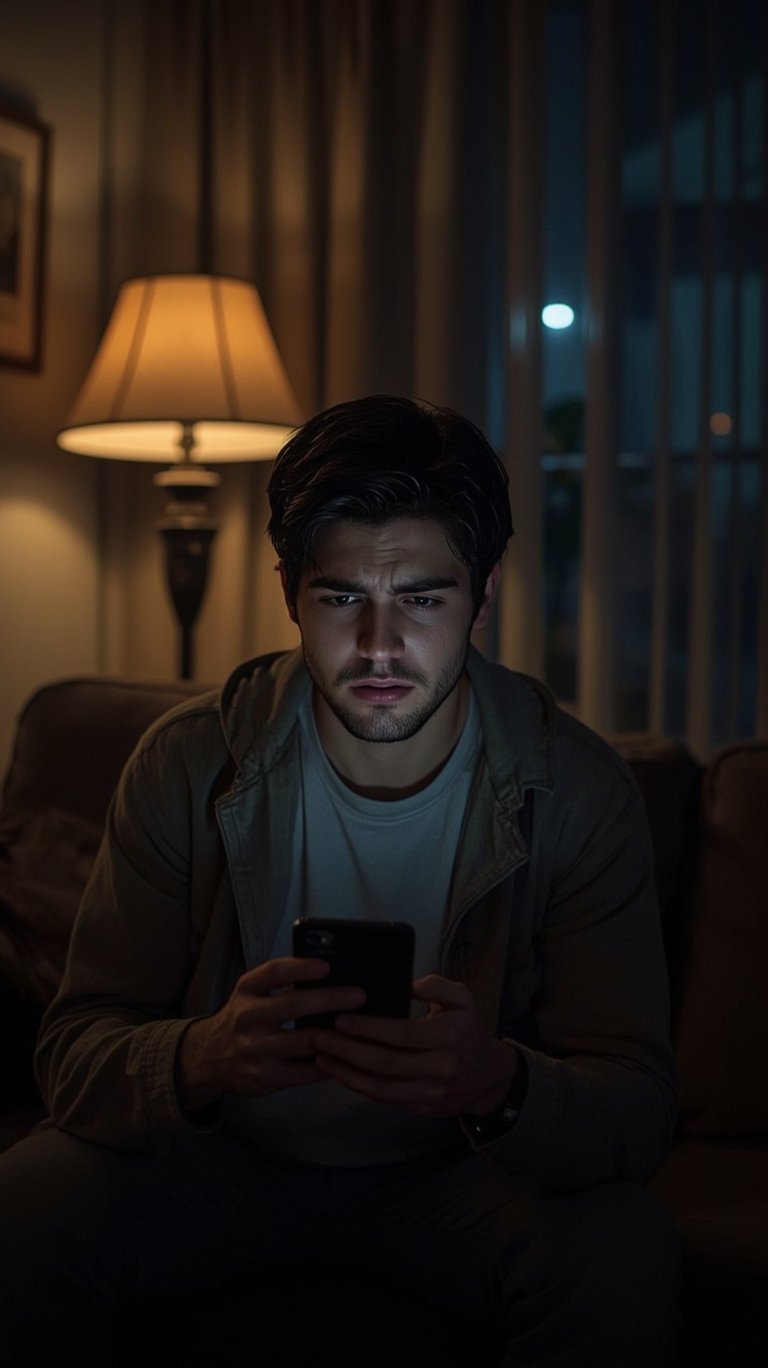 Homem frustrado olhando o celular